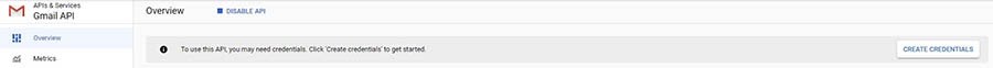Gmail API credentials wizard