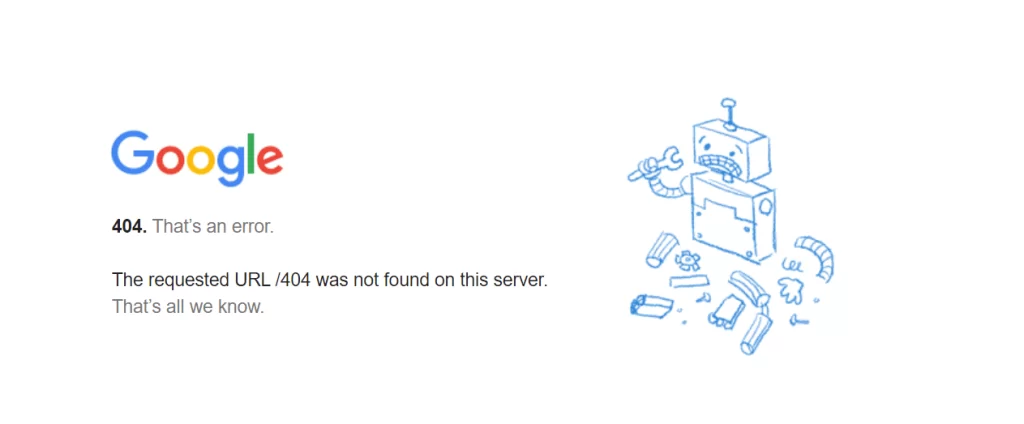 ارور 404 گوگل