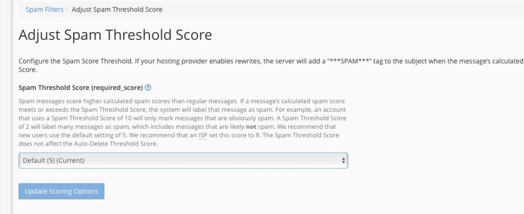 بخش spam threshold