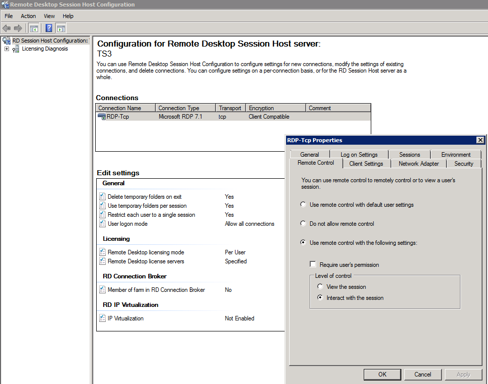 remote desktop host configuration