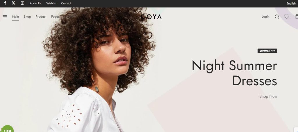 Goya clothing store wordpress theme