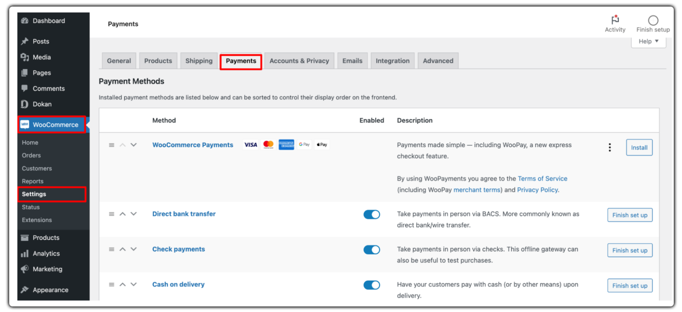 Configure the Payment Gateways