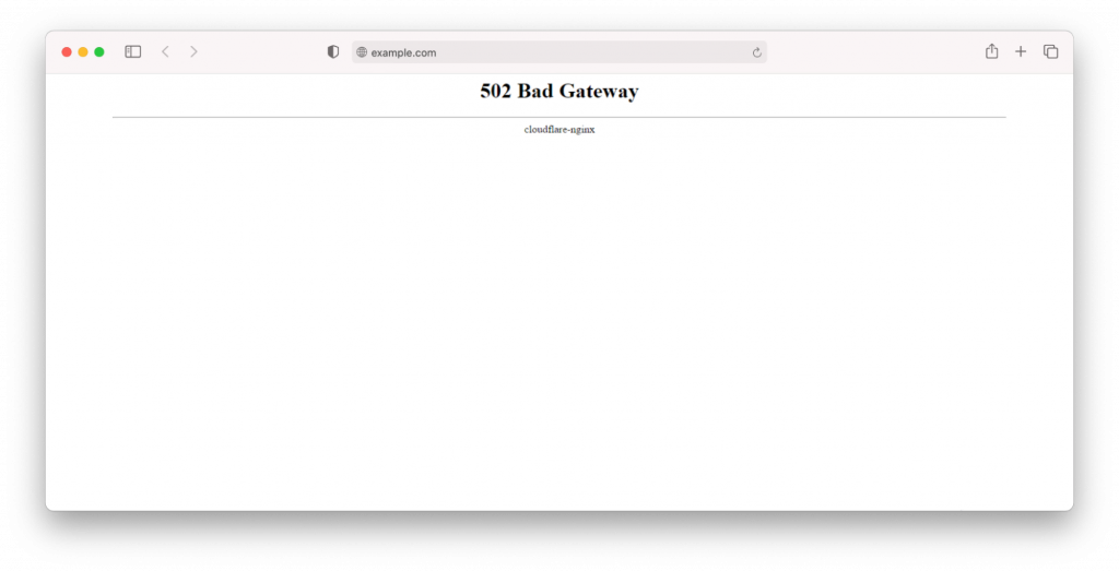 Cloudflare bad gateway error