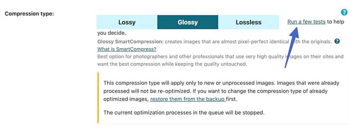 Run tests for compression with ShortPixel