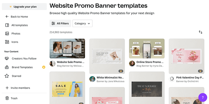 Canva promo banner templates