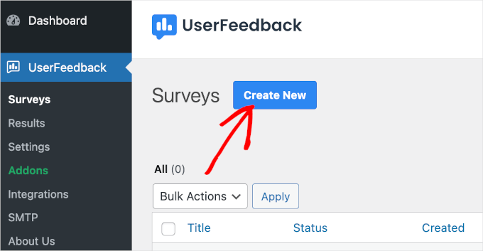 UserFeedback's Add New button