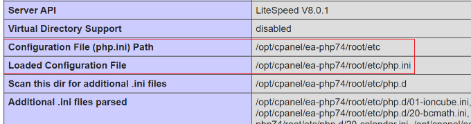 View path of php ini file