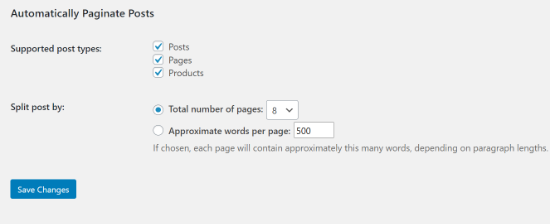 Automatically Paginate Posts section