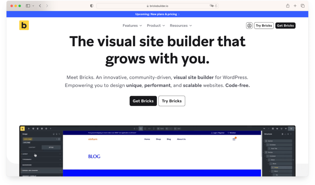 Bricks page builder