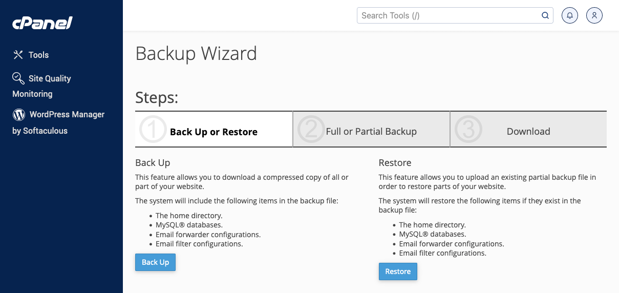 cPanel Full Backup
