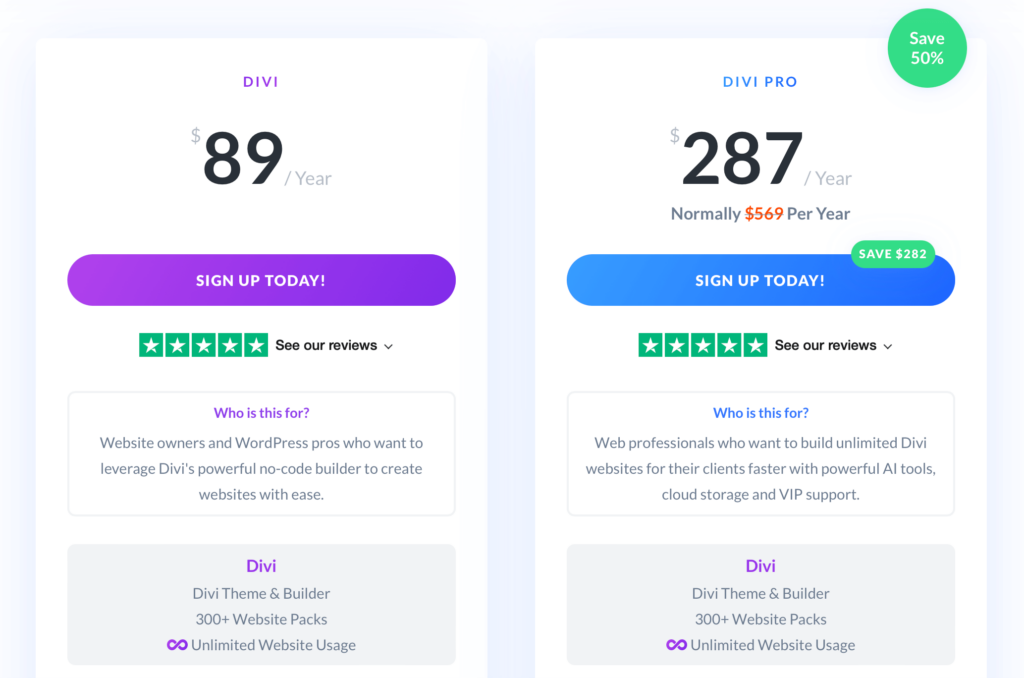 Divi pricing