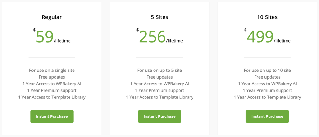 WPBakery Page Builder pricing