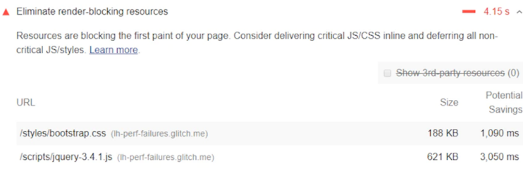 Eliminate render-blocking resource issue in PageSpeed Insights