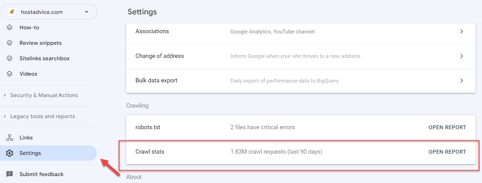 how to check crawl budget in Google Search Console