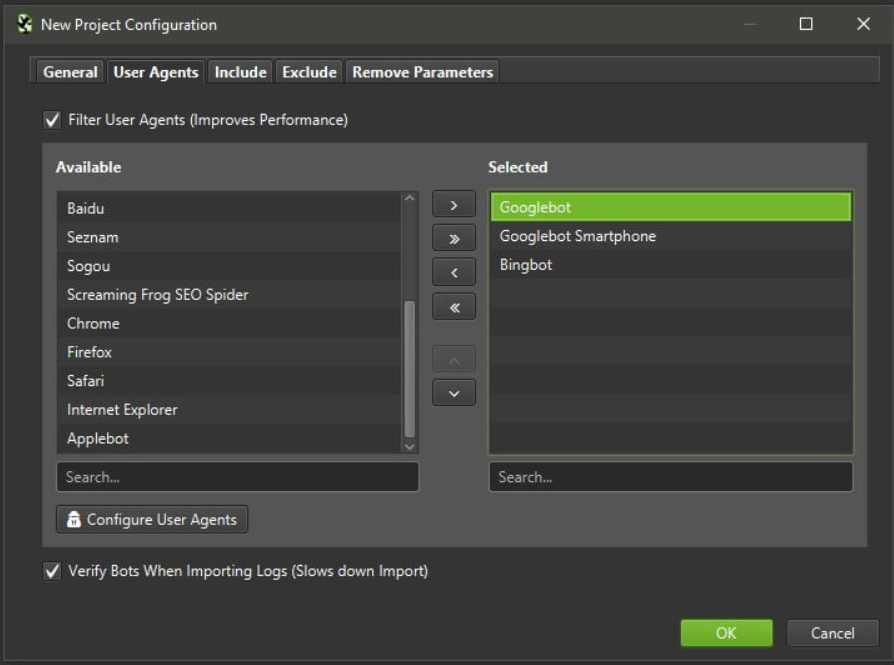 Screaming Frog’s Log File Analyzer