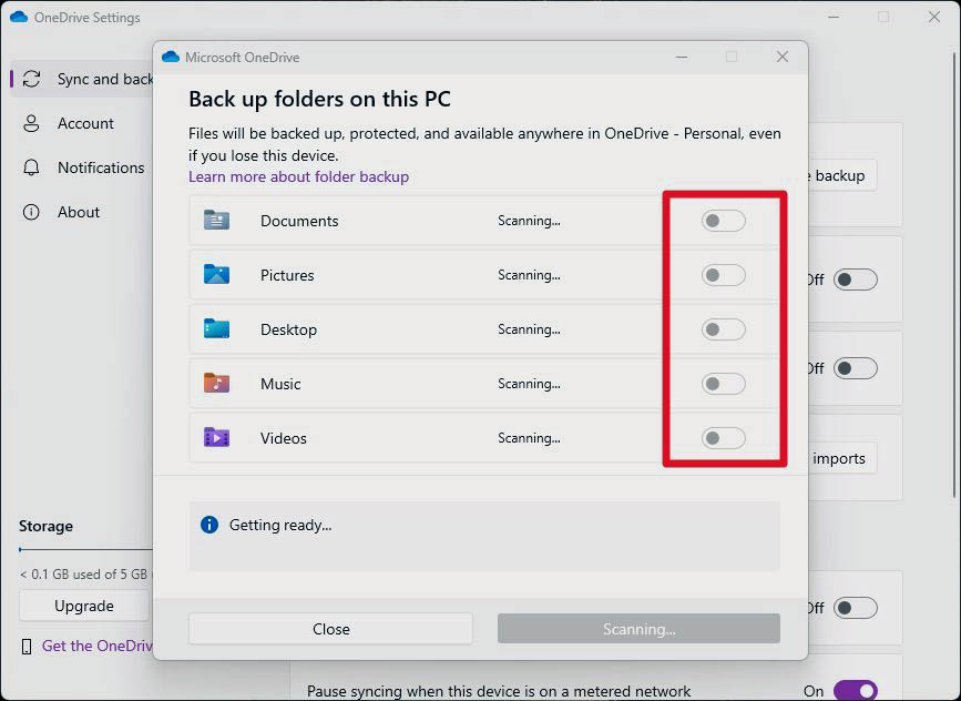 مراحل حذف فولدرهای برای بکاپ گرفته شدن در وان درایو در ویندوز ۱۱